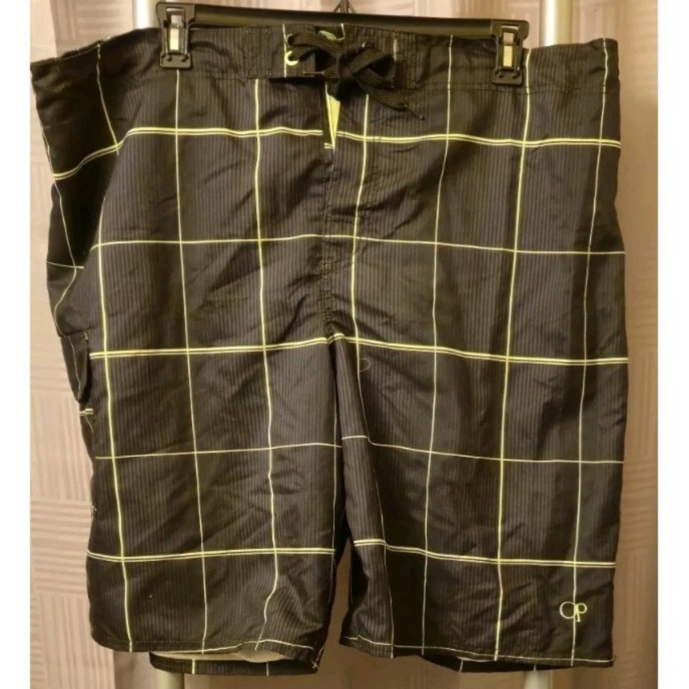 OP Swim Trunk Men 2XL Plaid Pocket Ocean Pacific 46x11 Beach Pool‎ Core